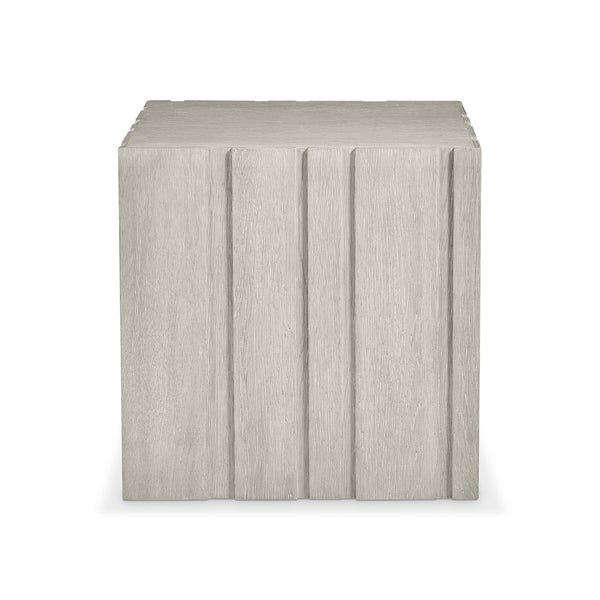 Bernhardt Bernhardt Tempo Side Table In Wirebrushed Larza Oak — Rustic Modern Vertical Panel Accent Table 346122