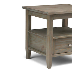 English Elm Warm Solid Wood 20-Inch Transitional End Table In Distressed Grey - Stylish Storage For Any Room B136P159706-GIGA