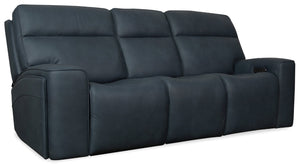 Hooker Furniture Riverton Dante Afterdusk Power Sofa With Dual Recline, Headrest & Lumbar, Hidden Cupholders And Luxe Leather Trim SS708-PHL3-048