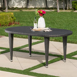 Christopher Knight Home® - Noble House - Dominica Outdoor 69 Inch Grey Wicker Oval Dining Table