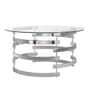 Homelegance By Top-Line Pierce Vortex Base Coffee Table Silver Iron