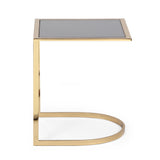 Christopher Knight Home® - Noble House - Biorn Modern Glam Handcrafted Glass Top C-Shaped Side Table, Black and Brass