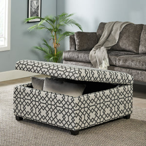 English Elm Richmond Square Storage Ottoman Geometric Patterned Fabric Lift Top Living Room 60266.00