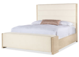 Hooker Furniture Westwood Queen Upholstered Storage Bed With Hidden Drawers, Channel Headboard, Polished Oak Finish 103.50 L x 81.00W x 68.00H 6133-90966-80
