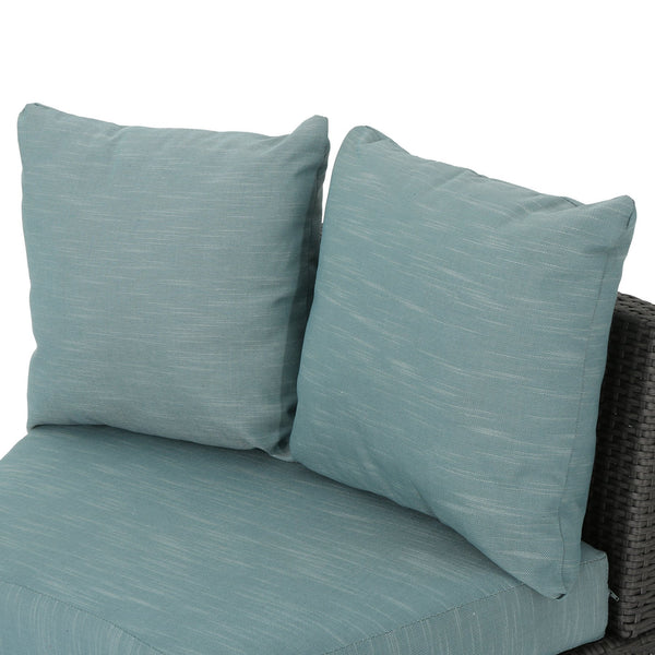 English Elm Christopher Knight Home® - PT LIMON SINGLE SOFA Curved Armless Outdoor/Indoor Faux Rattan Chairs with Water-Resistant Cushions and Heavy-Duty Iron Frame Grey 54786.00GT