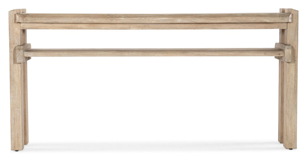 Hooker Furniture Commerce Acacia Console Table With Interlocking Post Design, Narrow Profile, Solid Wood Shelf, Durable Finish Light Brown 7228-80144-80