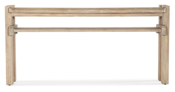 Hooker Furniture Commerce Acacia Console Table With Interlocking Post Design, Narrow Profile, Solid Wood Shelf, Durable Finish Light Brown 7228-80144-80