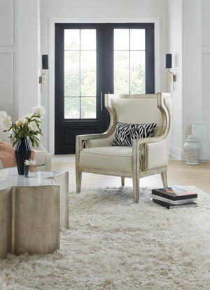Hooker Furniture Sanctuary Debutant Wing Chair With Metallic Jewel Frame, Mixed Performance Fabrics & Zebra Pillow — Luxe Statement Piece 5875-52005-95