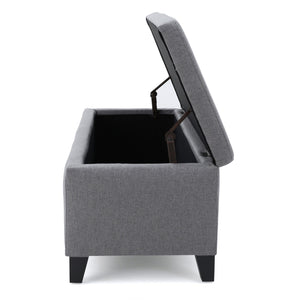 English Elm Ottoman Bench Seat with Lift Top Hidden Storage Polyester Upholstered Entryway Piece Grey 60159.00GRY