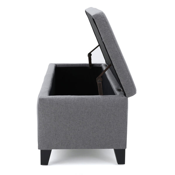 English Elm Ottoman Bench Seat with Lift Top Hidden Storage Polyester Upholstered Entryway Piece Grey 60159.00GRY