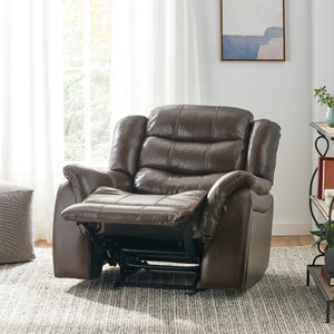 English Elm Christopher Knight Home® - Classic Glider Recliner with Luxurious PU Upholstery, Spacious Seat, Durable Frame, Ultimate Comfort Dark Brown 57412.00