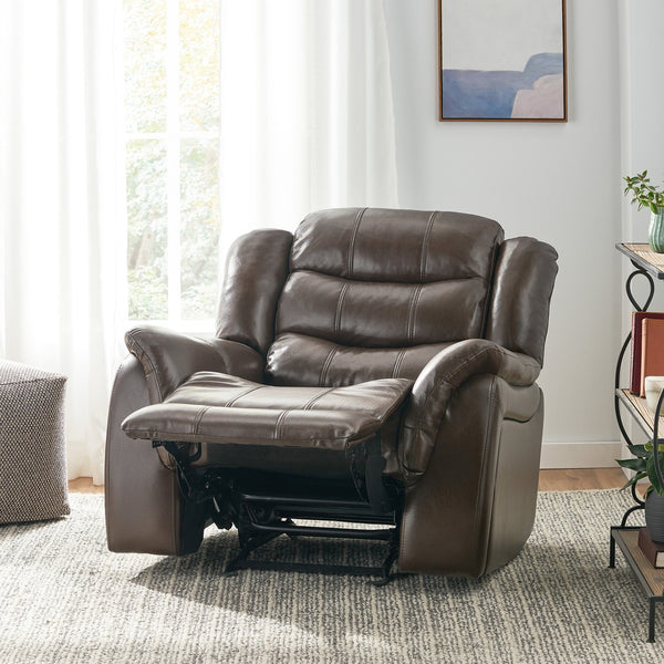 English Elm Christopher Knight Home® - Classic Glider Recliner with Luxurious PU Upholstery, Spacious Seat, Durable Frame, Ultimate Comfort Dark Brown 57412.00