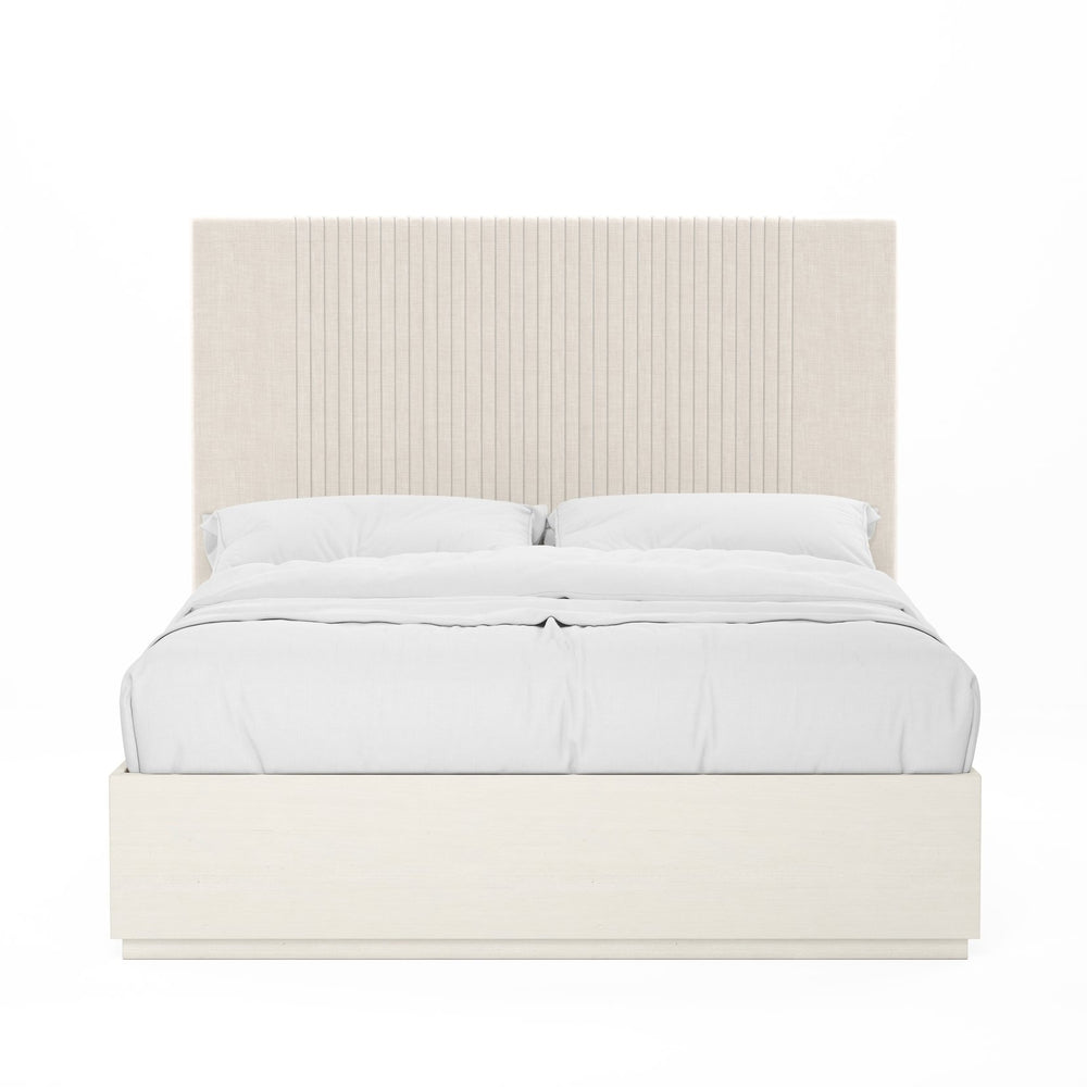 A.R.T. Furniture Blanc Contemporary Alabaster Bed With Vertical Channel Design - Elegant Comfort For Any Bedroom White Parawood Solids,Maple Veneers,Foam,Fabric 289125-1017