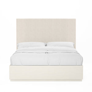 A.R.T. Furniture Blanc Contemporary Alabaster Bed With Vertical Channel Design - Elegant Comfort For Any Bedroom White Parawood Solids,Maple Veneers,Foam,Fabric 289125-1017