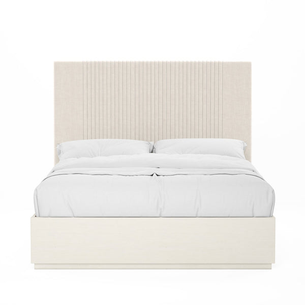 A.R.T. Furniture Blanc Contemporary Alabaster Bed With Vertical Channel Design - Elegant Comfort For Any Bedroom White Parawood Solids,Maple Veneers,Foam,Fabric 289125-1017