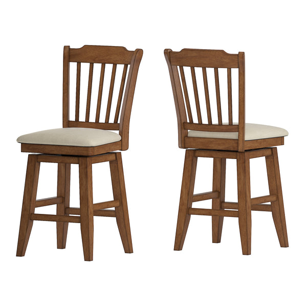 Homelegance By Top-Line Juliette Slat Back Counter Height Wood Swivel Chair Oak Rubberwood