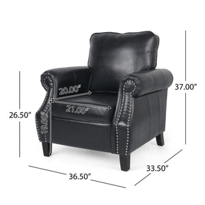 English Elm Club Chair Faux Leather Deep Seat Lounge with Dark Birch Legs for Living Room 71403.00PUMDNT
