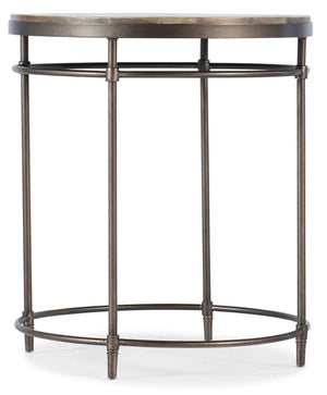 Hooker Furniture St. Armand Acacia Round End Table With Distressed Light Wood Top And Slim Metal Base, 25.25"H 5601-80113-LTWD