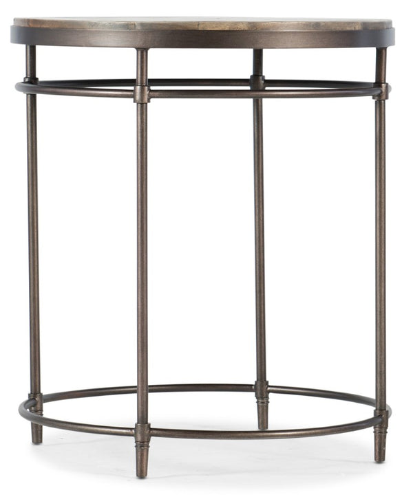 Hooker Furniture St. Armand Acacia Round End Table With Distressed Light Wood Top And Slim Metal Base, 25.25"H 5601-80113-LTWD