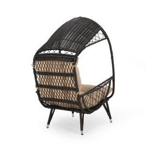 English Elm Christopher Knight Home® - MALIA Wicker Standing Basket Chair with Water-Resistant Cushion, Iron Frame, Handcrafted Outdoor Cozy Retreat Brown 68018.00BTN