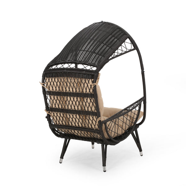 English Elm Christopher Knight Home® - MALIA Wicker Standing Basket Chair with Water-Resistant Cushion, Iron Frame, Handcrafted Outdoor Cozy Retreat Brown 68018.00BTN