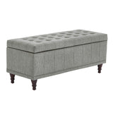 Homelegance By Top-Line Lyon Tufted Storage Bench Grey Polyester