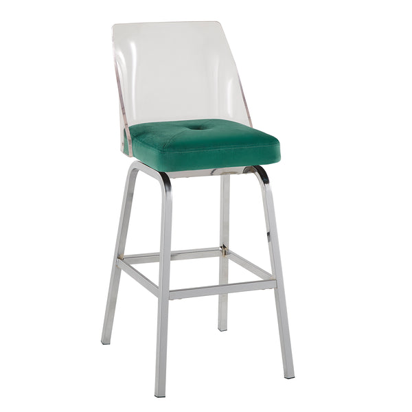 Homelegance By Top-Line Darrion Velvet Bar Height Swivel Stools (Set of 2) Teal Metal