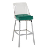 Homelegance By Top-Line Darrion Velvet Bar Height Swivel Stools (Set of 2) Teal Metal