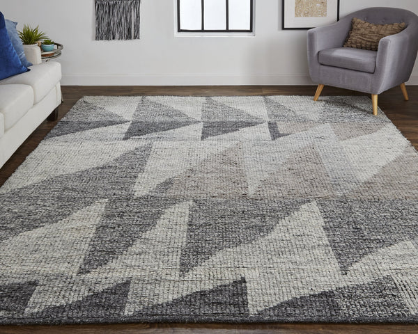 Feizy Rugs Alford Hand Knotted Wool Rug - Soft, Neutral Geometric Design Perfect For Modern Home Decor Ivory,Gray,Taupe Wool Alf6910fgry000p00