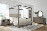 Scott Living Home Griffith California King Canopy Bed Gray with Light Wood Finish P367-BR-K6 Pulaski Furniture