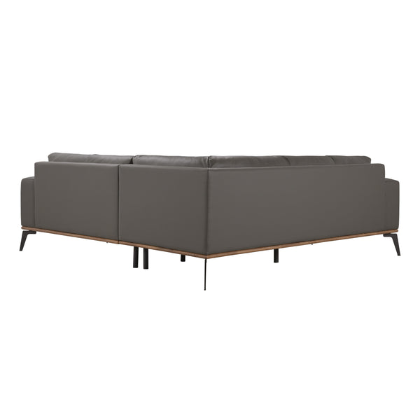 Porter Designs Porter Pietro Top Grain Leather Sectional In Charcoal - Elegant Italian Design With Comfort & Style Gray Leather 02-204-09l-2110-kit