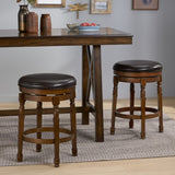 Christopher Knight Home® - Noble House - - Backless 25.5" Faux Leather Swivel Counter Stools, Set Of 2, Chocolate Brown