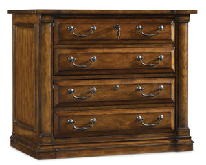 Hooker Furniture Tynecastle Chestnut Lateral File Cabinet With Locking Drawers, Aged Copper Handles, Anti-Tilt Mechanism 5323-10466