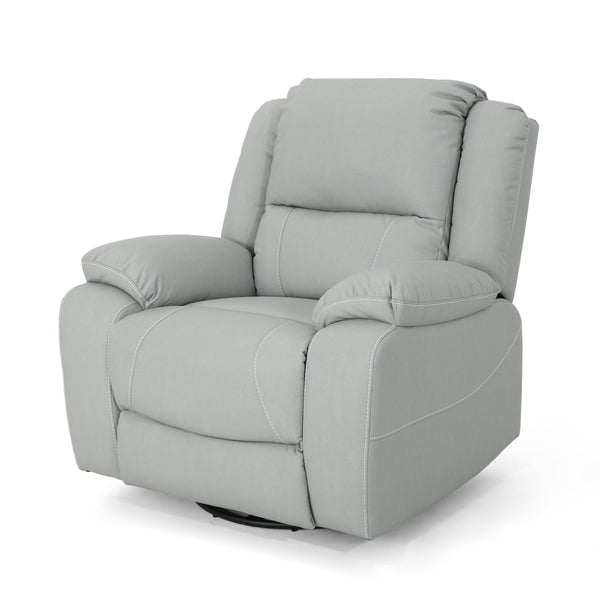 English Elm Christopher Knight Home® - 39" Wide Faux Leather Manual Swivel Recliner with 360° Rotation, Multi-Angle Comfort and Durable PU Finish LIGHT GREY 62814.00LGRY