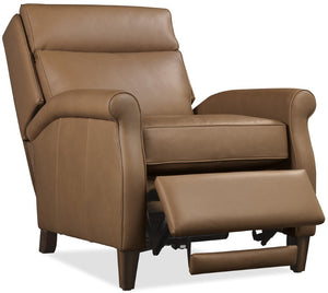 Hooker Furniture Randall Power Recliner In Billows Caramel Leather With Usb, Pop-Up Headrest, Bustle Back Comfort Brown RC820-PH-087