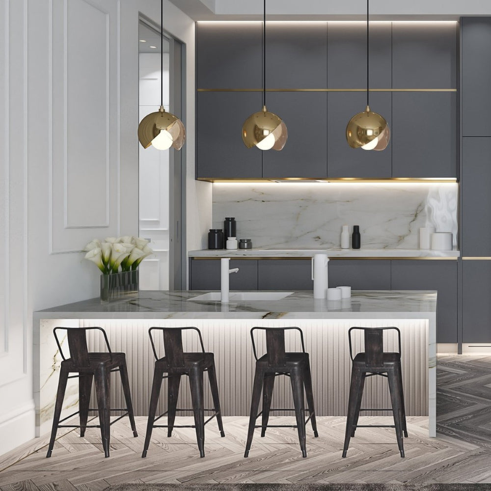 English Elm Rayne 24" Metal Counter Height Stool Set Of 2 - Vintage Industrial Style For Kitchen & Bar Use B136P159477-GIGA