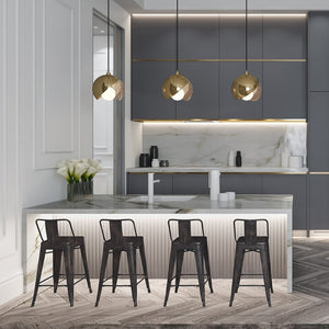English Elm Rayne 24" Metal Counter Height Stool Set Of 2 - Vintage Industrial Style For Kitchen & Bar Use B136P159477-GIGA
