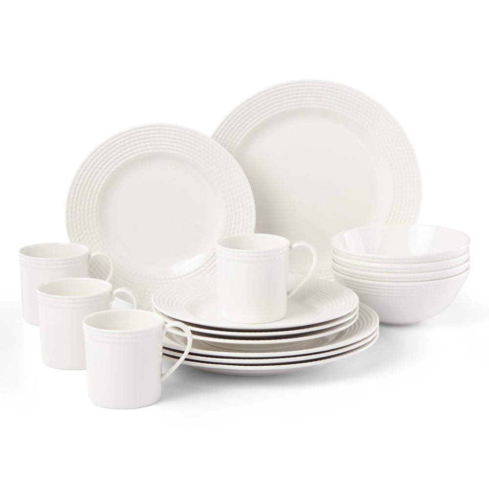 Lenox Kate Spade Wickford 16-Piece Dinnerware Set White, WHITE PORCELAIN 890218