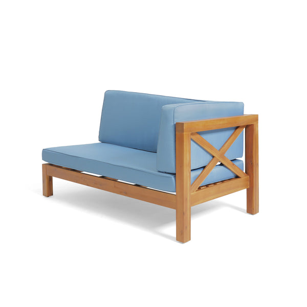 English Elm Brava Outdoor Acacia Corner Bench Set with Coffee Table for Patio Entertaining 57968.00BLU2