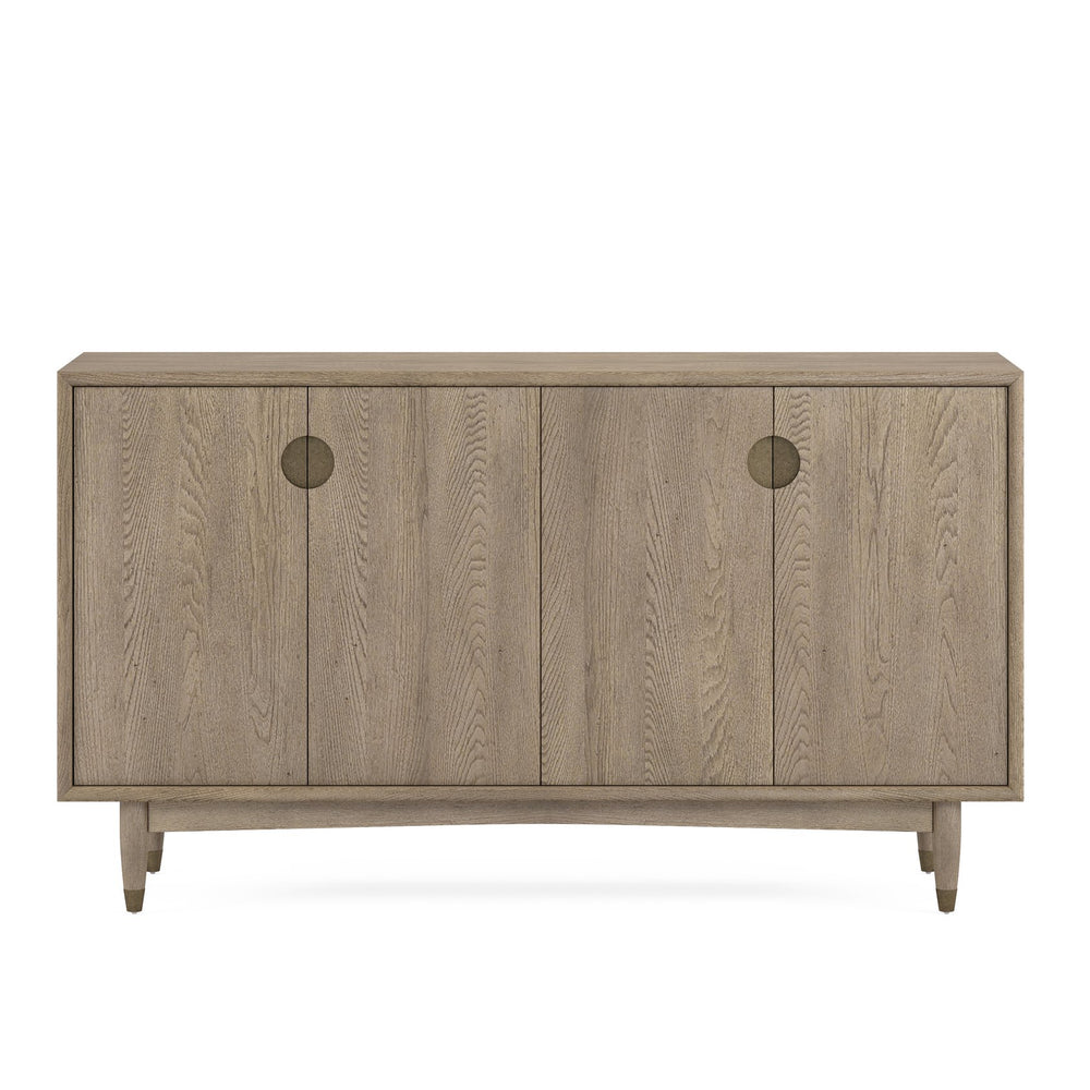 A.R.T. Furniture Finn Credenza: Mid-century Modern Buffet With Soft-close Doors, Gold Accents & Adjustable Shelves Light Brown Parawood Solids,Elm Veneer,Metal 313252-2803