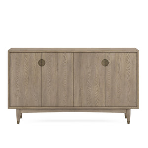 A.R.T. Furniture Finn Credenza: Mid-century Modern Buffet With Soft-close Doors, Gold Accents & Adjustable Shelves Light Brown Parawood Solids,Elm Veneer,Metal 313252-2803