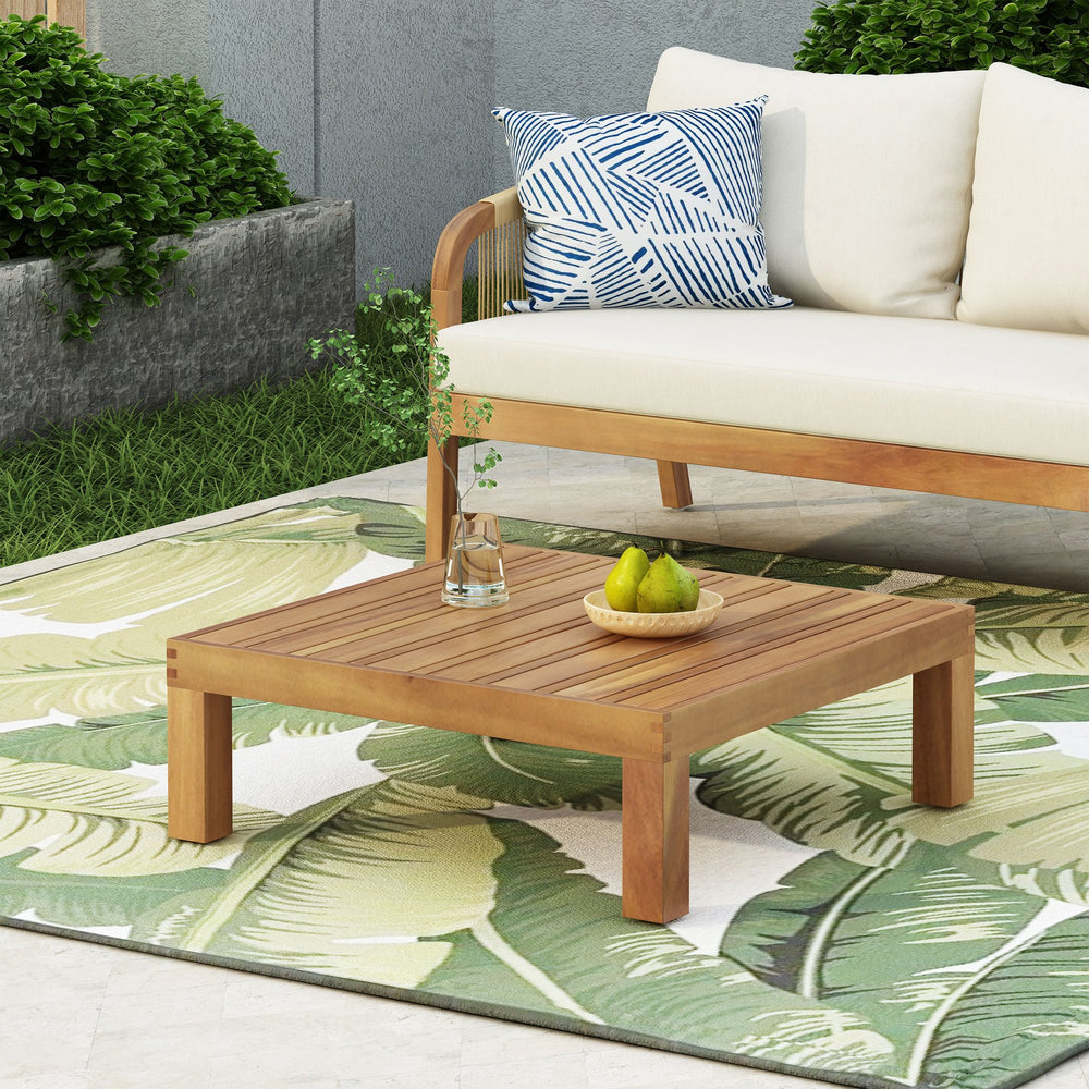 English Elm Oana/brava Solid Acacia Outdoor Coffee Table Square Slat Top Patio Deck Lounge 64496.00