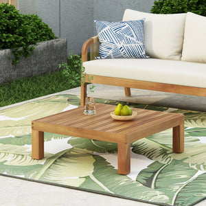 English Elm Oana/brava Solid Acacia Outdoor Coffee Table Square Slat Top Patio Deck Lounge 64496.00