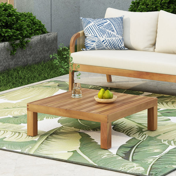 English Elm Oana/brava Solid Acacia Outdoor Coffee Table Square Slat Top Patio Deck Lounge 64496.00