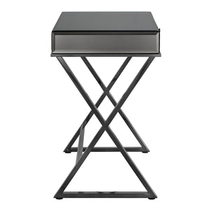 Homelegance By Top-Line Syrus Mirrored 1-Drawer Campaign Desk Black Mirror