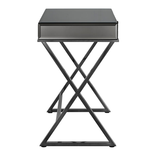 Homelegance By Top-Line Syrus Mirrored 1-Drawer Campaign Desk Black Mirror