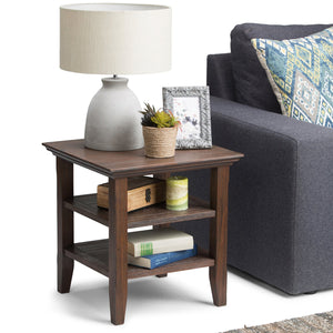 English Elm Acadian End Table - Handcrafted Farmhouse Brown Wood Accent With Two Open Shelves For Storage B136P159688