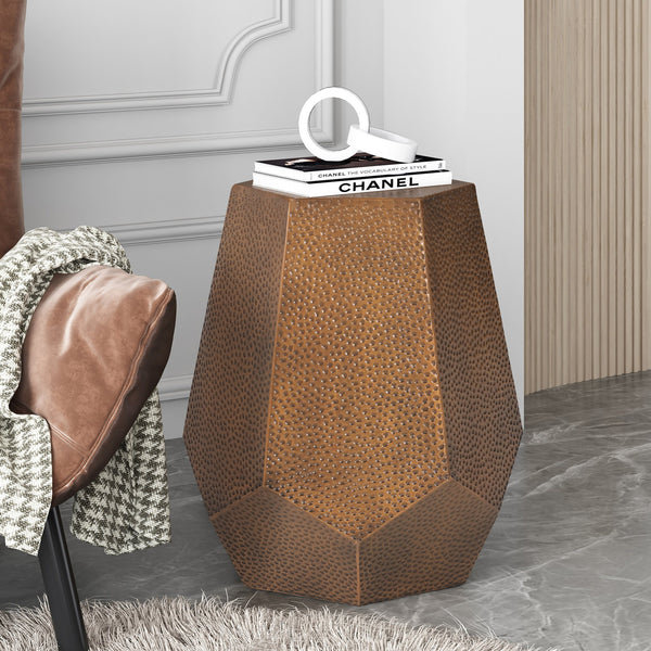 English Elm Christopher Knight Home® - METAL Modern Hammered Iron Geometric Side Table — Sleek Brushed Finish, Sturdy 80 lb Capacity Antique Bronze 72228.00BRZBRSANT