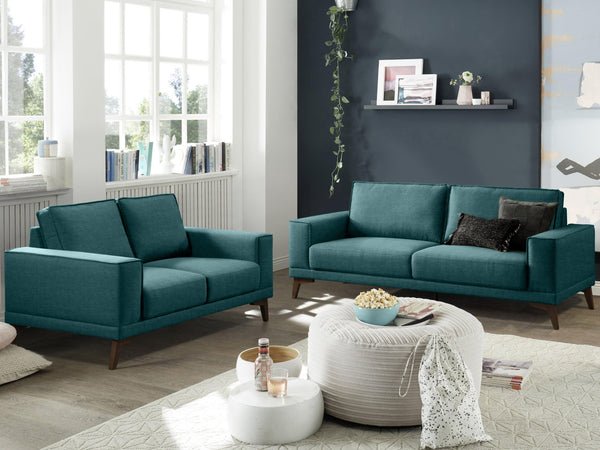 Porter Designs Jarrett Modern Upholstered Sofa And Loveseat Set For Stylish Living Room Comfort Blue Fabric 01-216-01-7761