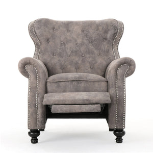 English Elm Christopher Knight Home® - Accented Push Back Recliner Chair with Rolled Arms and Copper Accents, Plush Cocooning Support, Sturdy Design Brown Gray 57337.00MF